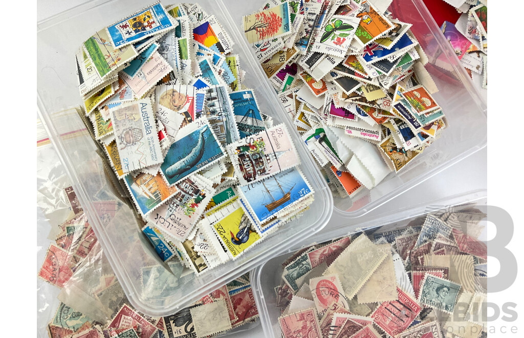 Large Collection of Australian Stamps, Examples Spanning 1930's to 1990's, Tub of Predecimal, Australia/London Customs, Victoria Rail and More