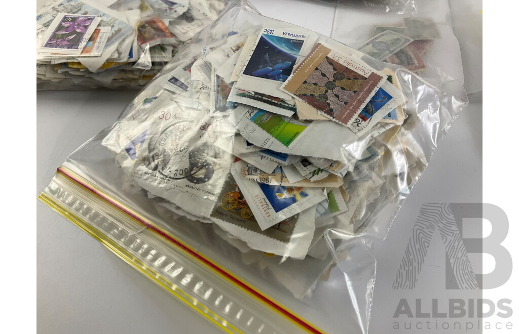 Collection of Cancelled Australian Stamps, Examples Spanning Predecimal to 1990's, QE2 , Bicentennial, Nature Includes Some New Zealand Predecimal- Approximately 1.8 Kilograms