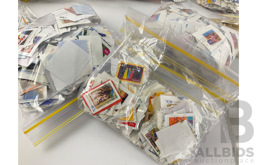 Collection of Cancelled Australian Stamps, Examples Spanning Predecimal to 1990's, QE2 , Bicentennial, Nature Includes Some New Zealand Predecimal- Approximately 1.8 Kilograms