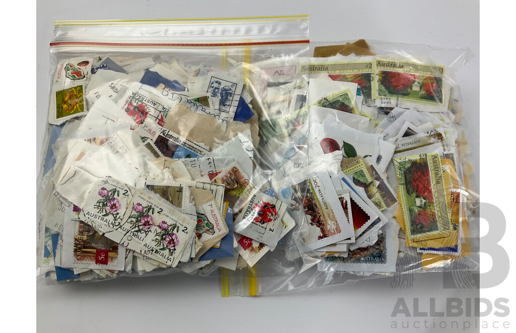 Collection of Cancelled Australian Stamps, Examples Spanning Predecimal to 1990's, QE2 , Bicentennial, Nature Includes Some New Zealand Predecimal- Approximately 1.8 Kilograms