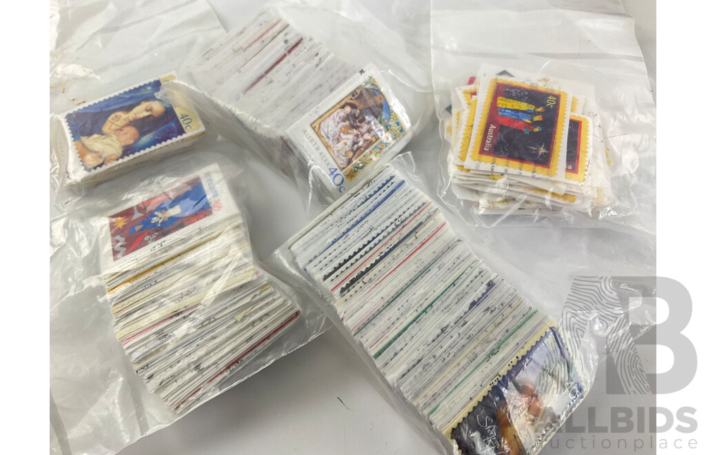 Collection of Cancelled Australian Stamps, Examples Spanning Predecimal to 2000's, KGVI, QE2 , Bicentennial, Transport, Nature and Much Much More, Fifty Bags Approximately 9 Kilograms