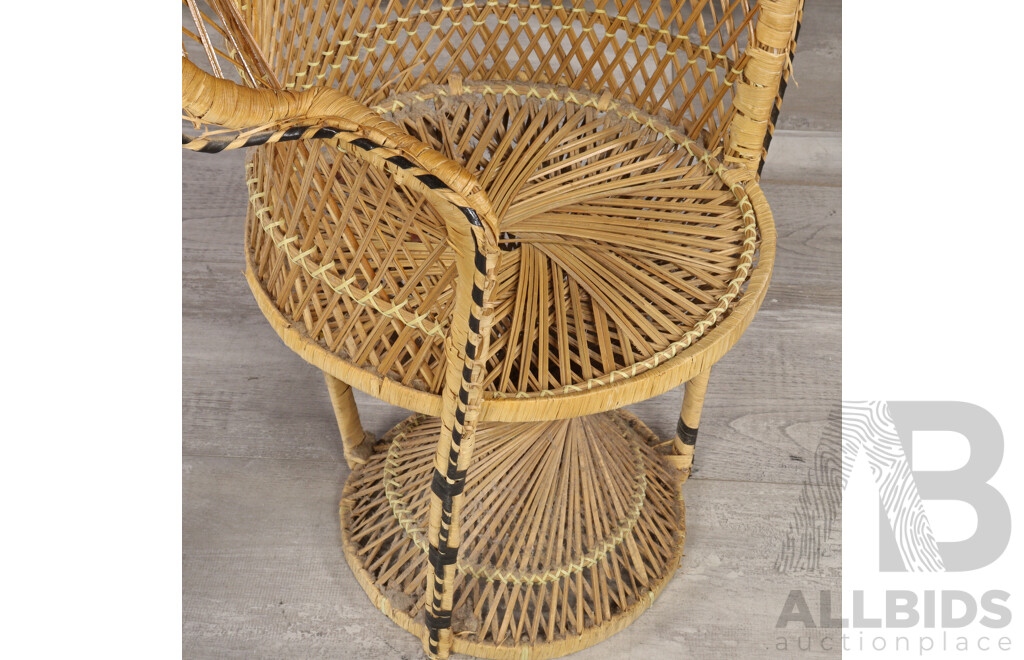 Trio of Cane Peacock Chairs for Dolls