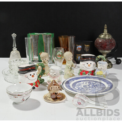 Assorted Vintage Glassware and Ceramic Figurines