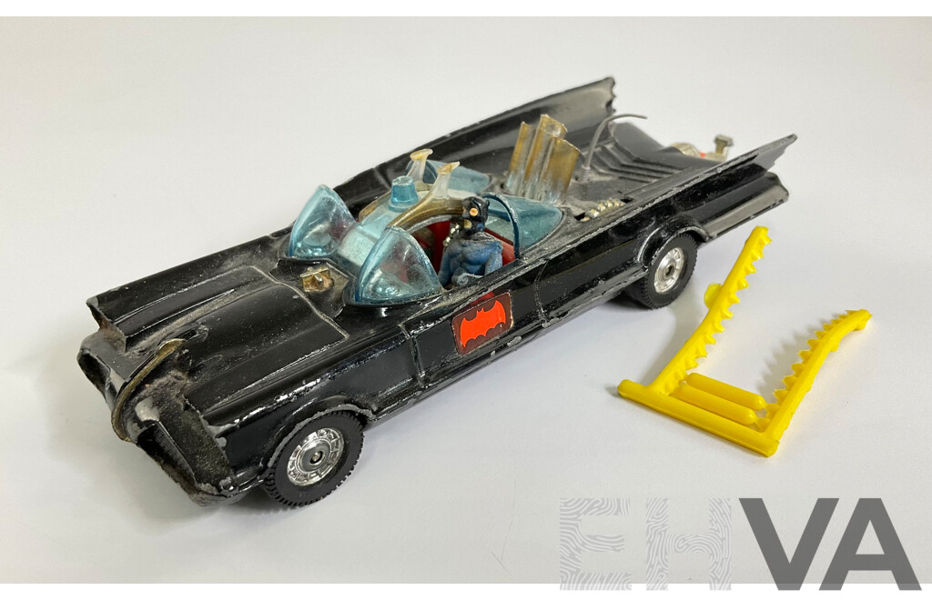 Vintage Corgi Toys Diecast Batmobile with Batman, Robin and Two Missiles Made in Great Britain