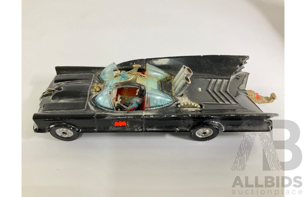 Vintage Corgi Toys Diecast Batmobile with Bat-Boat and Trailer, Made in Great Britain