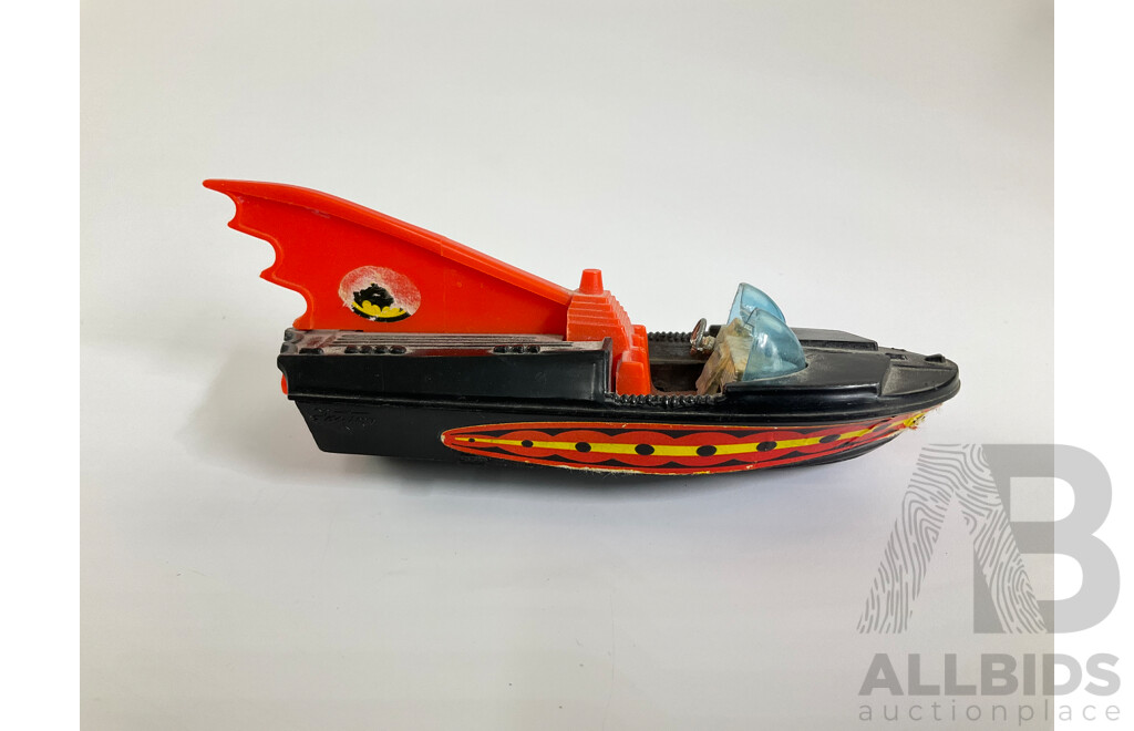 Vintage Corgi Toys Diecast Batmobile with Bat-Boat and Trailer, Made in Great Britain