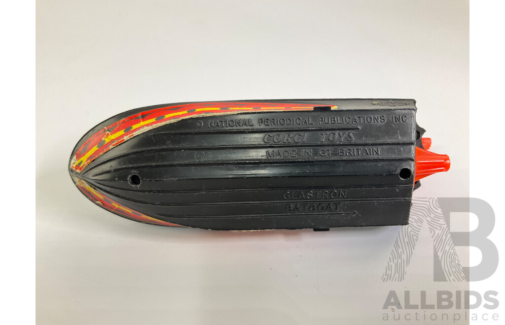 Vintage Corgi Toys Diecast Batmobile with Bat-Boat and Trailer, Made in Great Britain