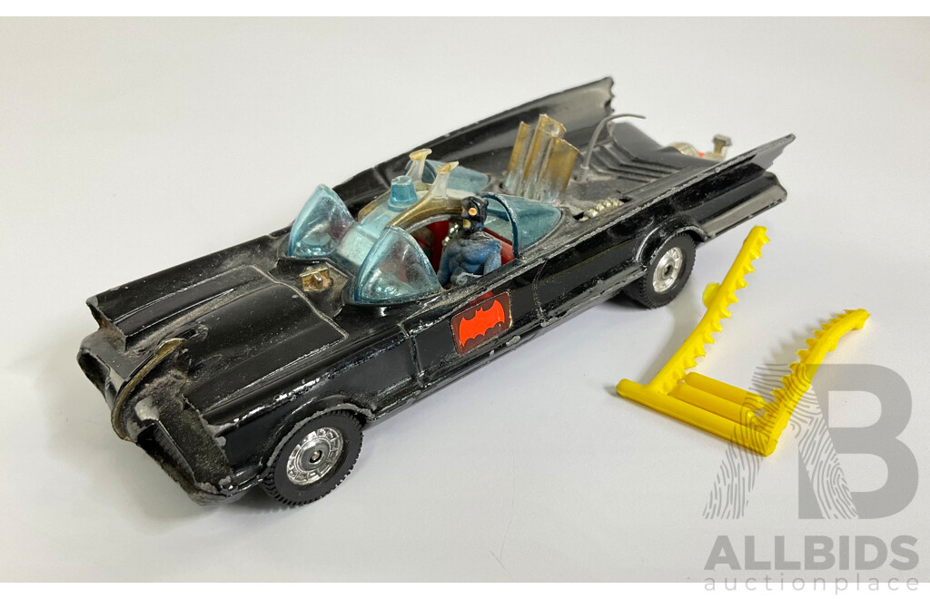 Vintage Corgi Toys Diecast Batmobile with Batman, Robin and Two Missiles Made in Great Britain
