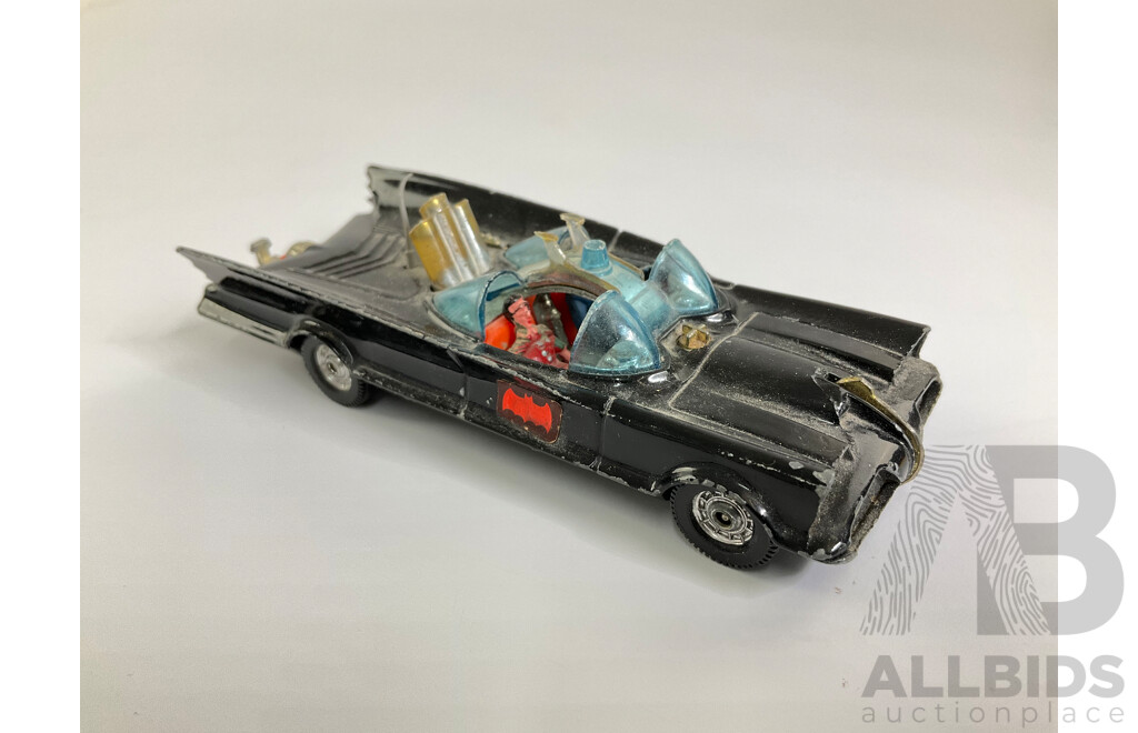 Vintage Corgi Toys Diecast Batmobile with Batman, Robin and Two Missiles Made in Great Britain