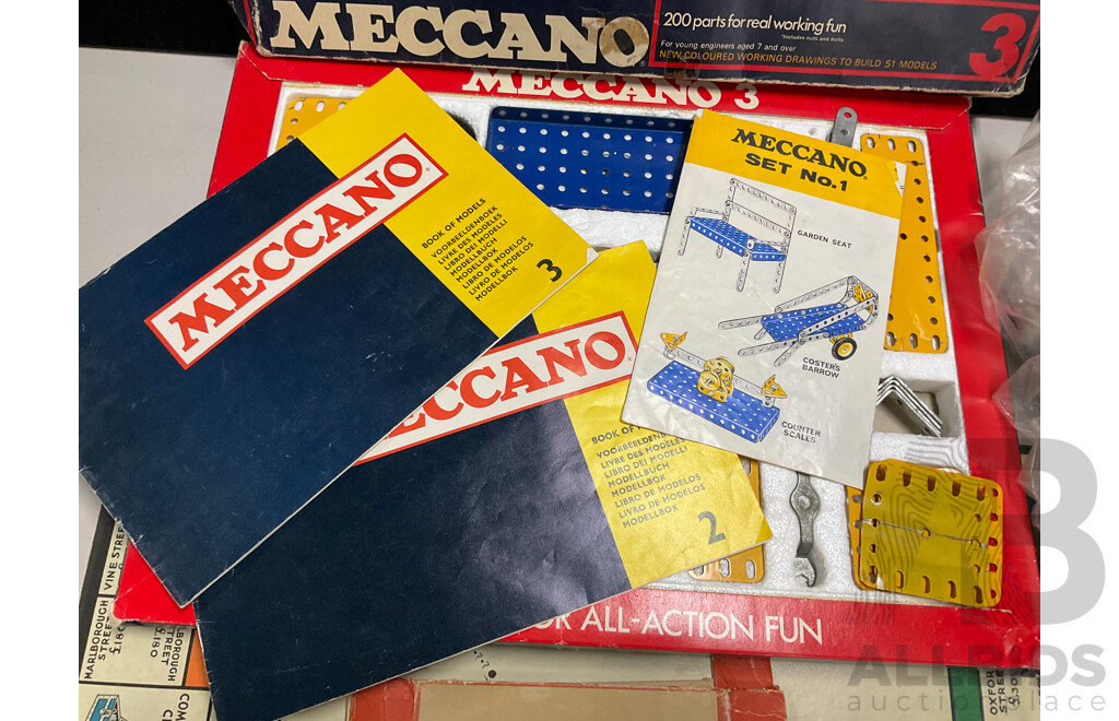 Vintage John Sands Monopoly Board Game with Meccano Number Three Set