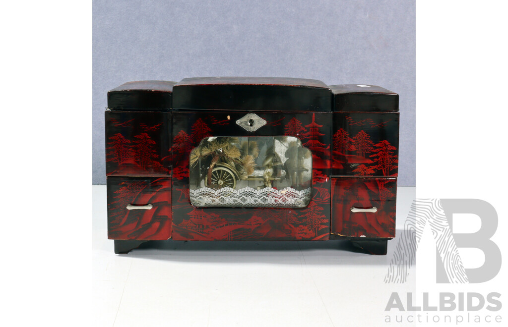 Collection Asian Souvenir Ware Including Jewellery Box, Japanese Hachinohe Yawata Uma Horse, Clock and More