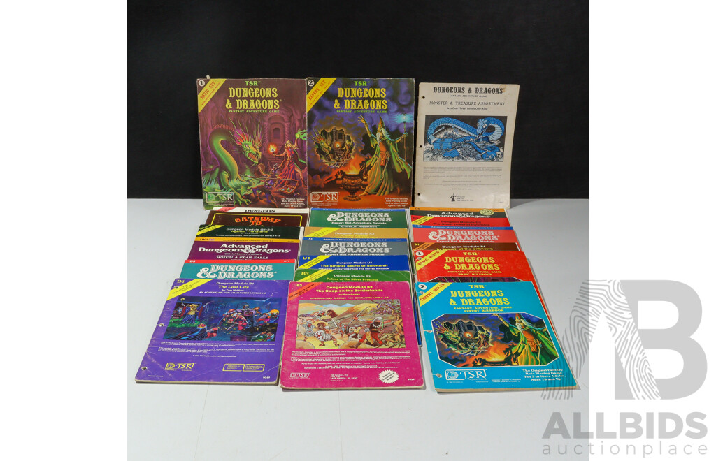 TSR Games Dungeons & Dragons Booklets Including Modules B1 to B5, C2, C4, X2, X3, X4 X5, U1, UK4, G1-2-3, Gateway to Adventure, Dungeon Geomorphs, Monster & Treasure Assortment, Basic Rules, Expert RulesExpert and Basic Set Box Art
