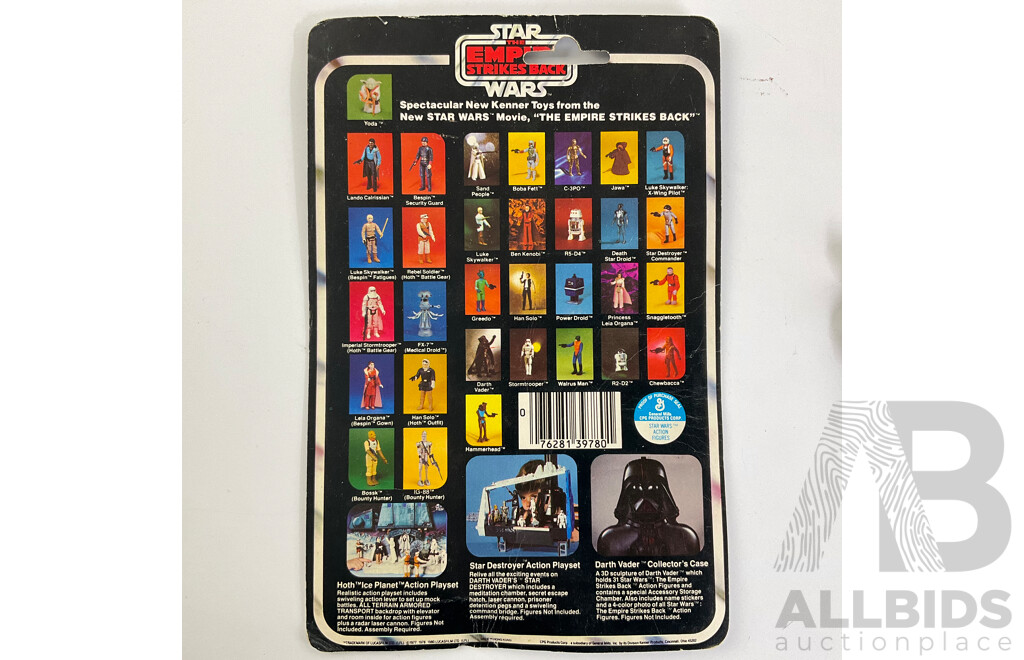 Vintage Kenner Star Wars Empire Strikes Back Luke Skywalker Figurine with Original Cardboard Backing and Obi-Wan Kenobi