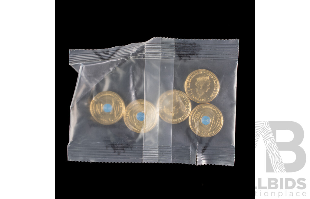 Australian RAM Commemorative UNC Two Dollar Coins Including 2020 75th Anniversary End of WW2 2021 Indigenous Military Service, 2022 75th Anniversary Peace Keeping