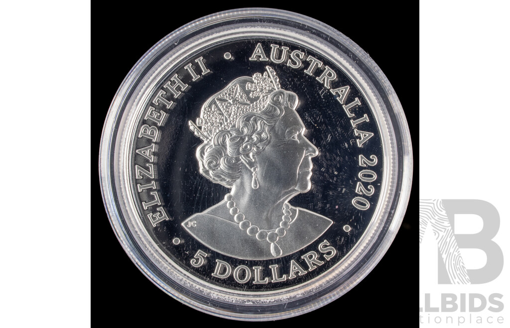 Australian RAM 2020 High Relief Silver Proof Five Dollar Coin, Spinner Dolphin  .999