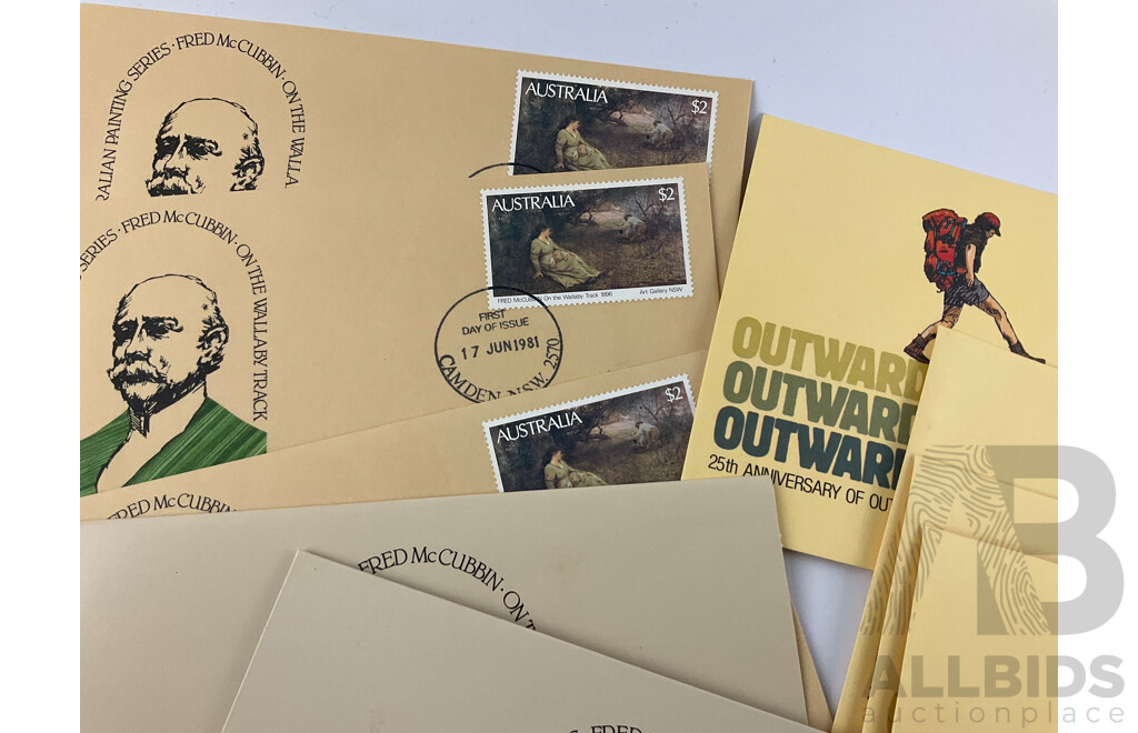 Collection of Australian Stamp Packs, First Day Covers and Prepaid Envelopes Including Australian Painting Series, Australian Fungi, Desert Gold, Gold Rush Era, Outward Bound