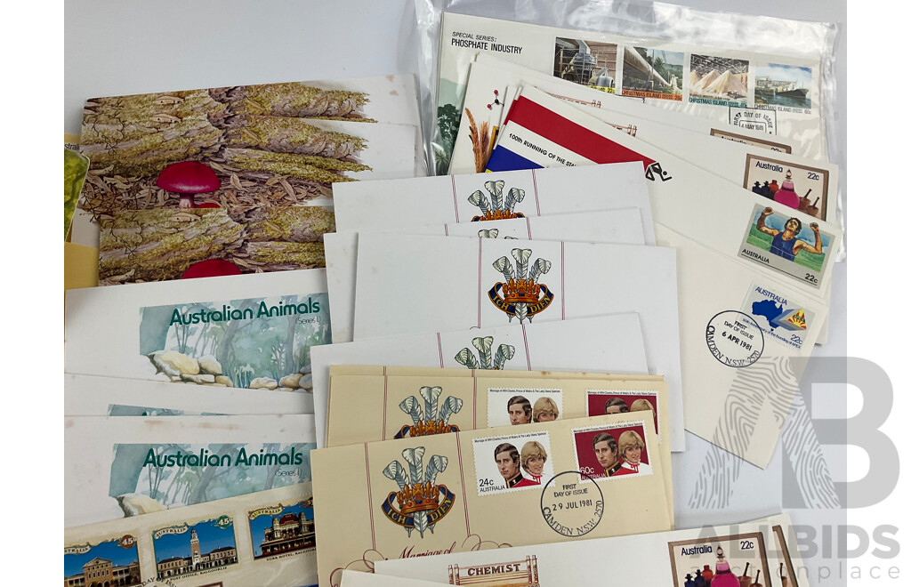 Collection of Australian Stamp Packs, First Day Covers and Prepaid Envelopes Including Australian Painting Series, Australian Fungi, Desert Gold, Gold Rush Era, Outward Bound