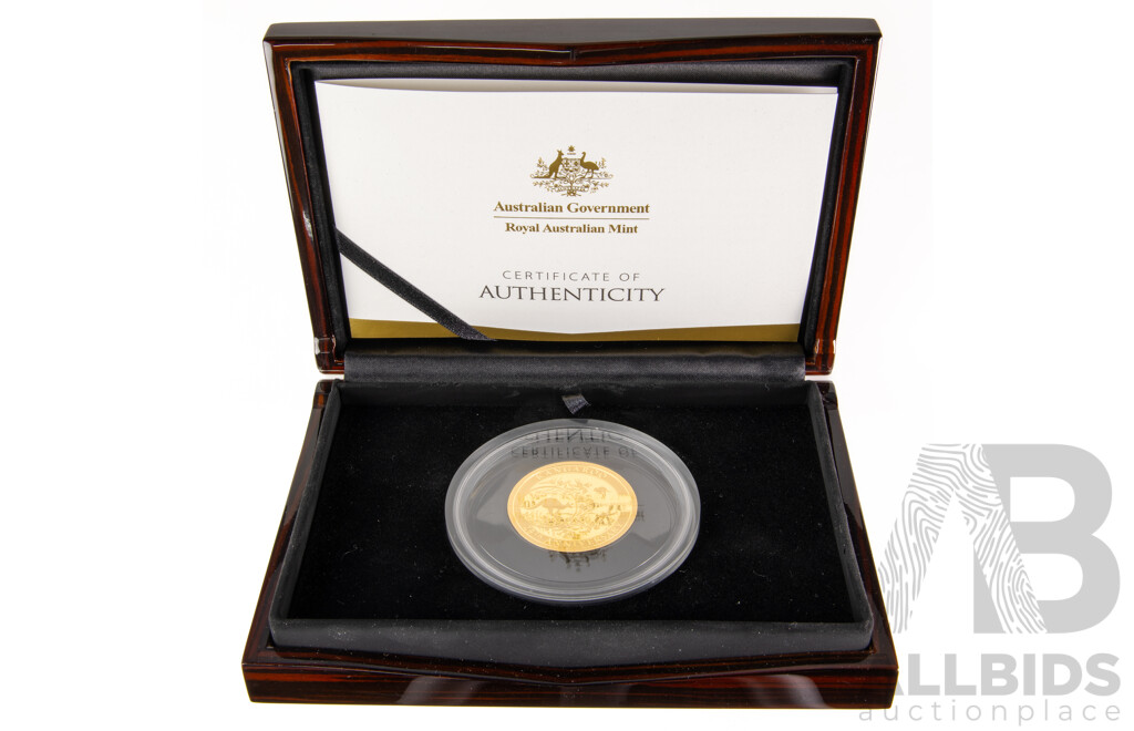 Australian RAM 2018 Gold One Hundred Dollar Coin, Kangaroo Series 25th Anniversary, One Ounce .999