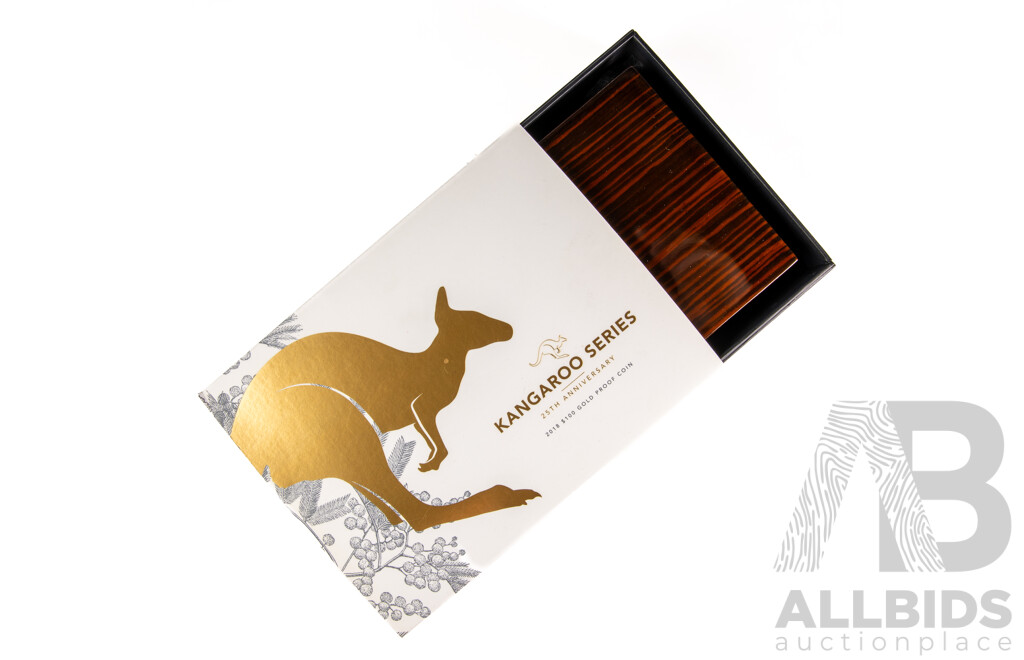 Australian RAM 2018 Gold One Hundred Dollar Coin, Kangaroo Series 25th Anniversary, One Ounce .999