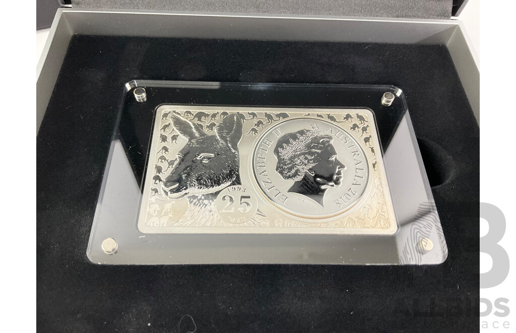 Australian RAM 2018 Three Ounce Silver Coin and Bar Set, 25th Anniversary of the Silver Kangaroo .999
