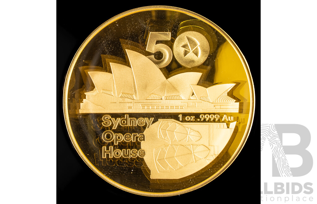 Australian RAM 2023 Gold One Hundred Dollar Proof Domed Coin, 50th Anniversary of the Sydney Opera House, One Ounce .999