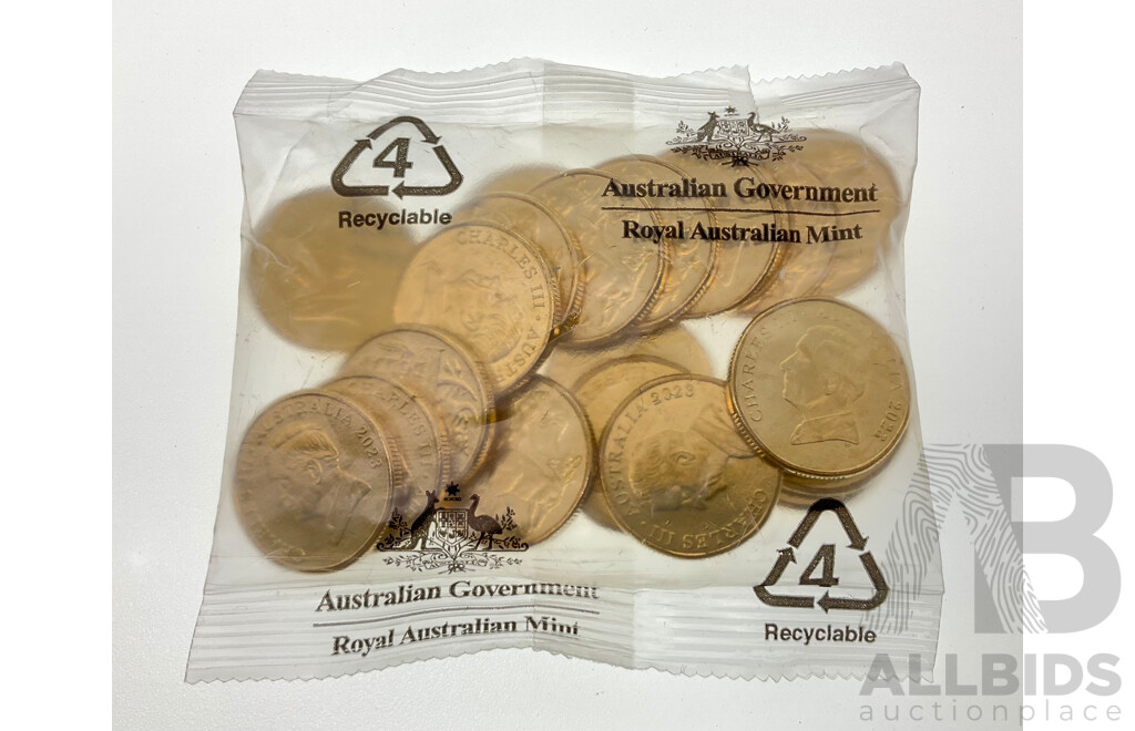 Twenty Australian RAM 2023 UNC One Dollar Coins, First Year KCIII