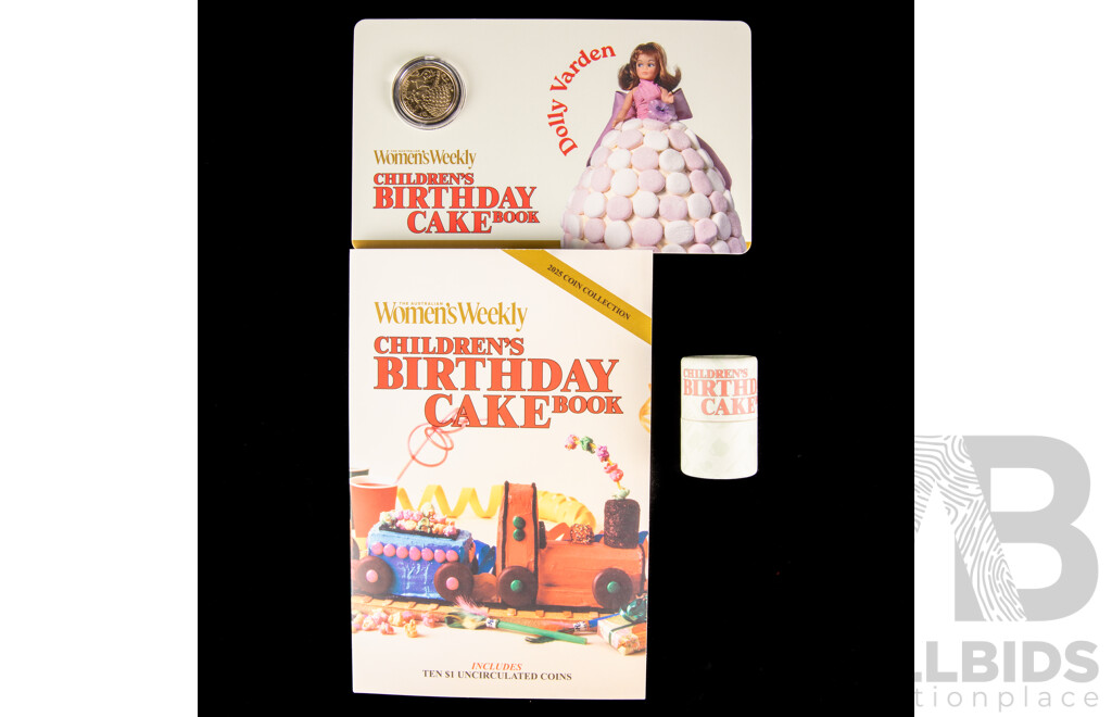 Australian 2025 Women's Weekly One Dollar Coins and Folder, Children's Birthday Cake Book