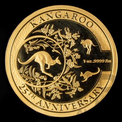 Australian RAM 2018 Gold One Hundred Dollar Coin, Kangaroo Series 25th Anniversary, One Ounce .999