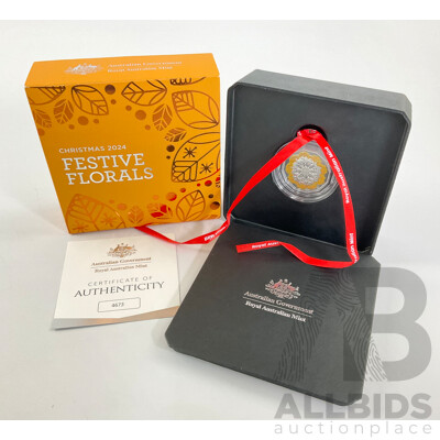 Australian RAM 2024 Silver Proof Five Dollar Coin, Festive Florals .999