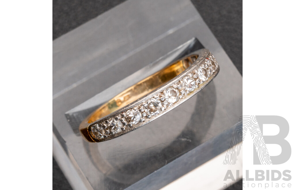 18ct Antique Old Cut Diamond Eternity Ring, Est TDW 0.36ct, Size M, 3.49 Grams