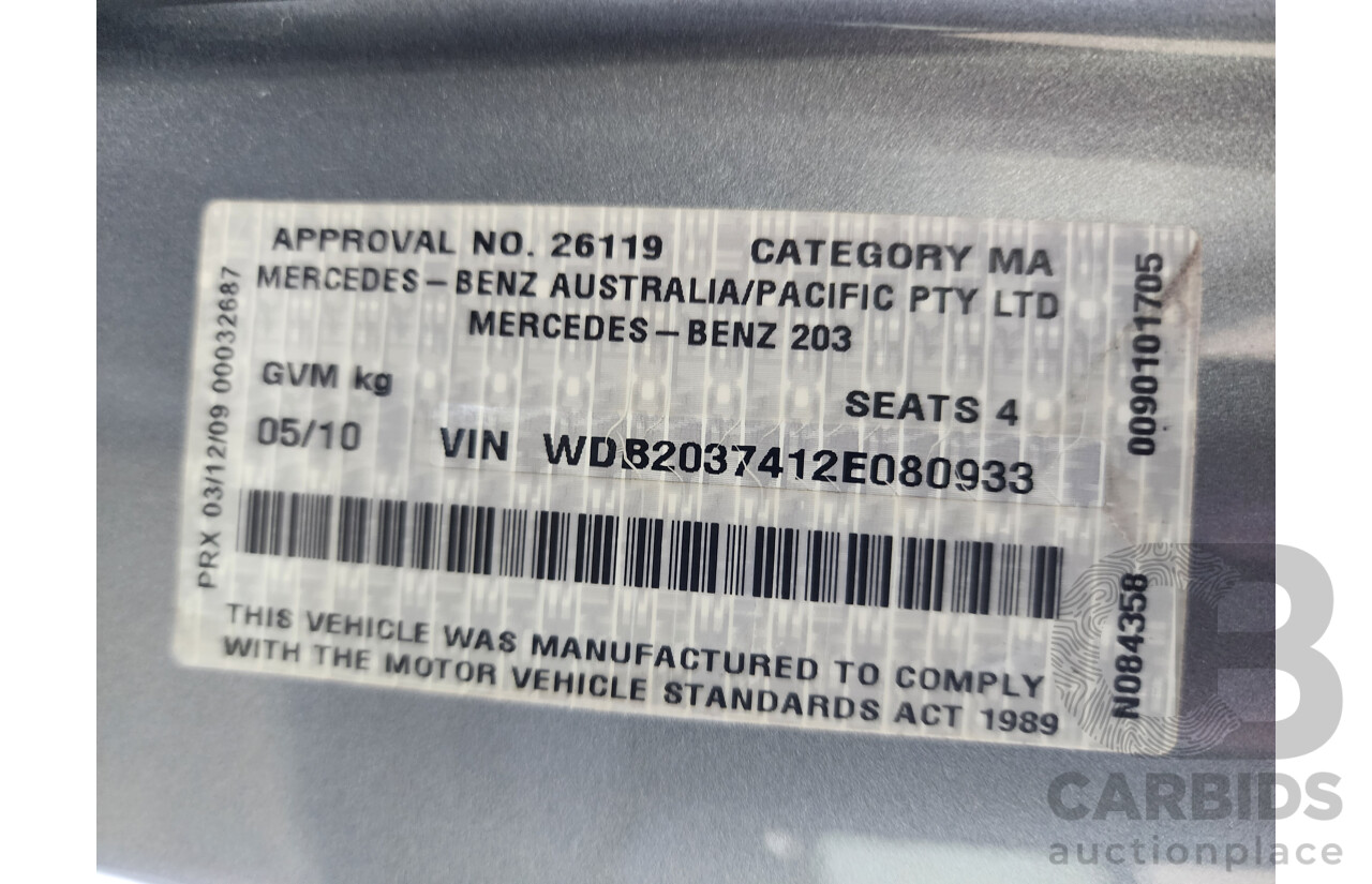 5/2010 Mercedes-Benz CLC 200 Kompressor 203 MY10 2d Coupe Silver 1.8L