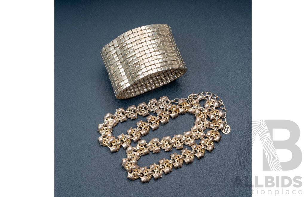 D'Alessio USA Vintage Diamonte Stud Earrings & Bracelet Set with Other Vintage Paste Stone Jewellery