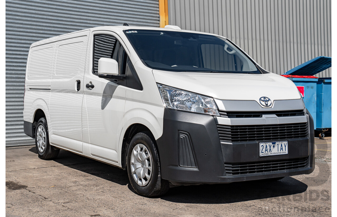 10/2023 Toyota Hiace LWB Panel Option (RWD) GDH300R 5D Van French Vanilla White Turbo Diesel 2.8L