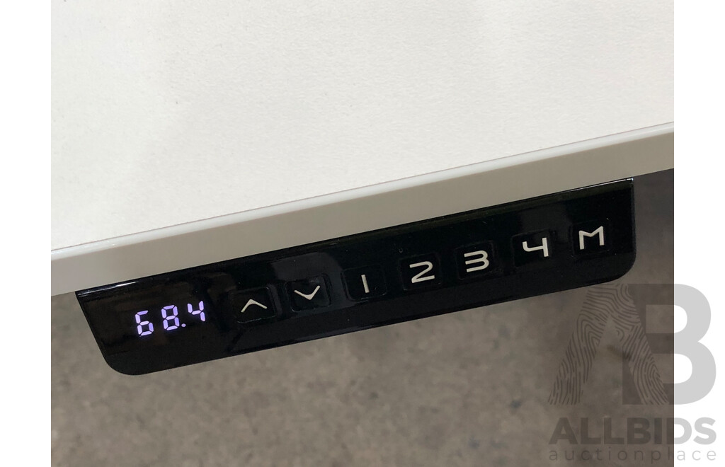 JasonL 1800mm Premium Height Adjustable Two Person H Bench Workstation with Cable Scallop and Privacy Screen