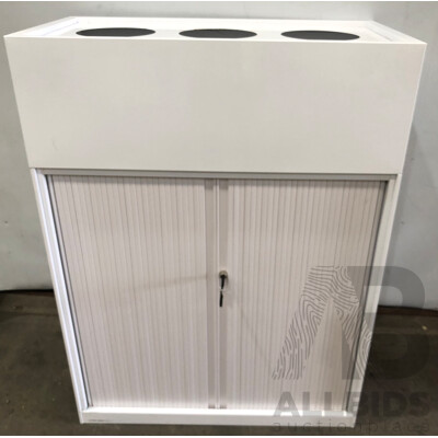 Tambour Storage Cabinet with Pot Plant Insert