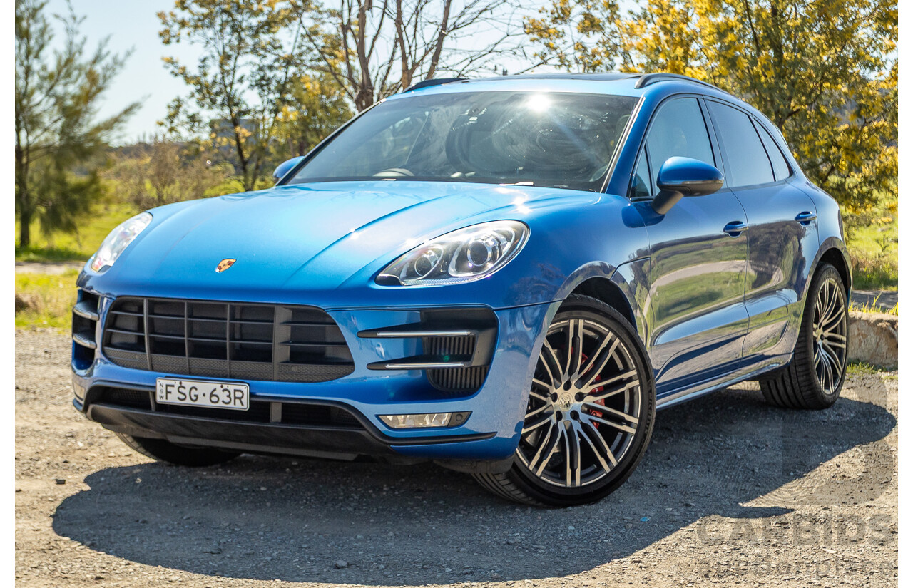 04/2015 Porsche Macan Turbo (AWD) 95B MY15 4d Wagon Sapphire Blue Metallic Twin Turbo V6 3.6L