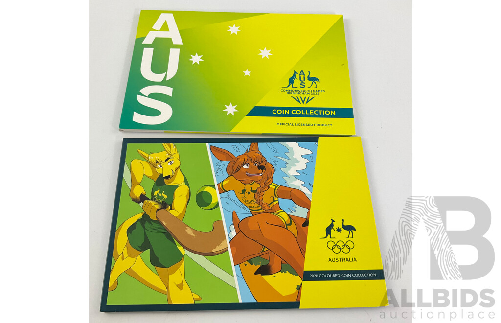 Australian RAM 2020 Two Dollar Coin Set, Unleash the Spirit and 2022 Coin Set, Birmingham Games