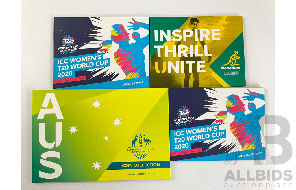 Four Australian RAM Coin Issues Including Two 2020 Women's T20 Cup, 2019 Wallabies, 2022 Commonwealth Games