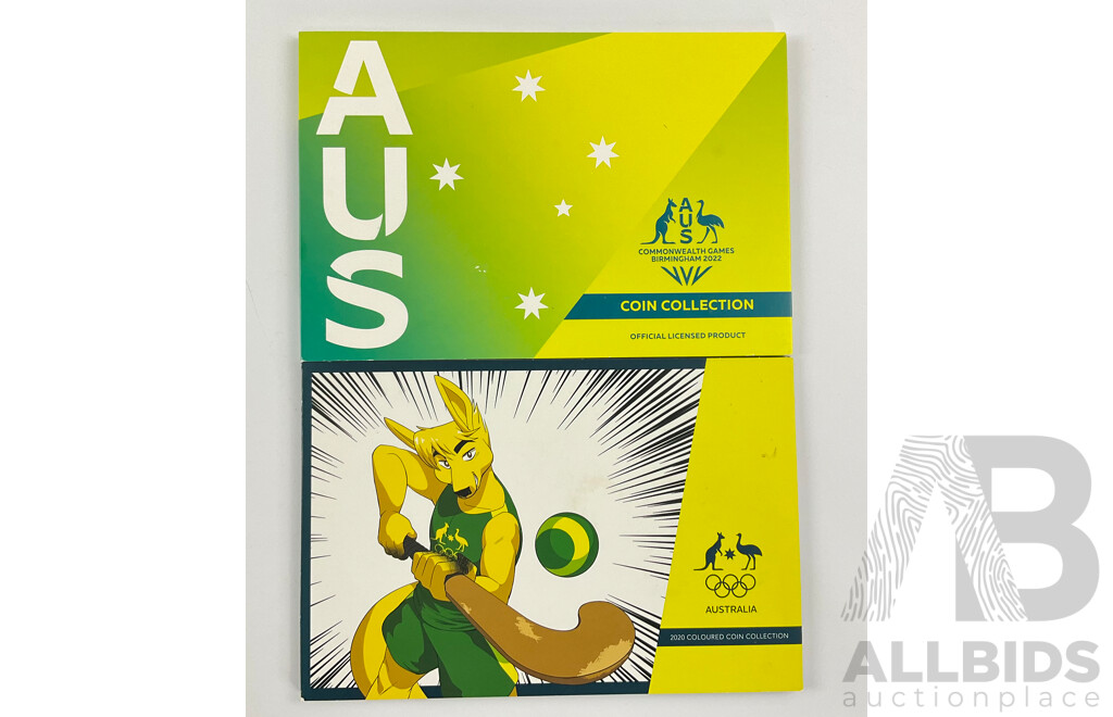 Australian RAM 2020 Two Dollar Coin Set, Unleash the Spirit and 2022 Coin Set, Birmingham Games