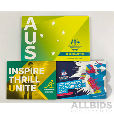 Three Australian RAM Coin Issues Including 2020 Women's T20 Cup, 2019 Wallabies, 2022 Commonwealth Games