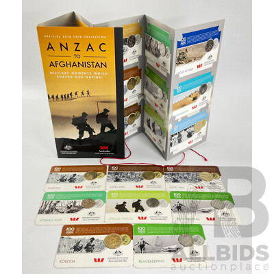 Australian RAM 2016 ANZAC to Afghanistan Coin Collection and Eight 2018 One Hundred Years of ANZAC UNC Coins