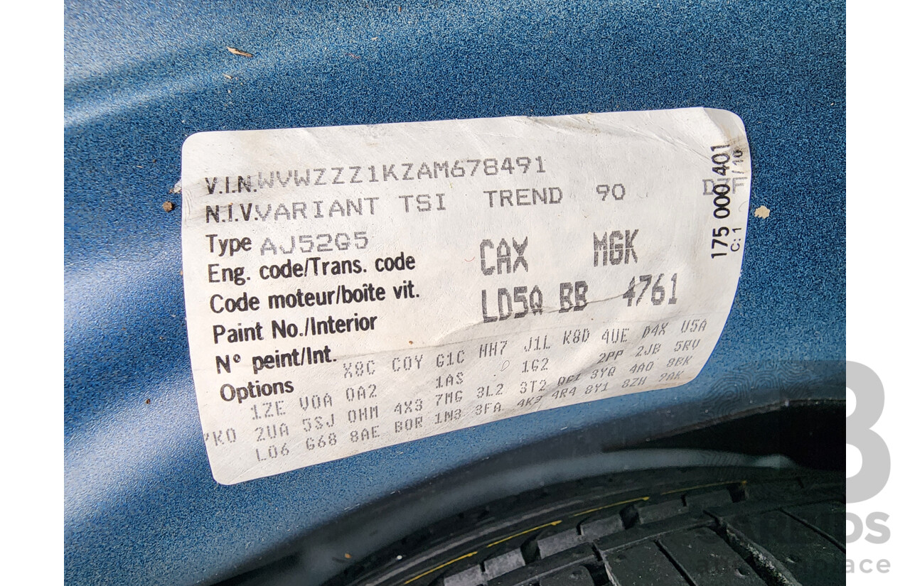 6/2010 Volkswagen Golf 90 TSI Trendline 1K MY10 4d Wagon Blue 1.4L