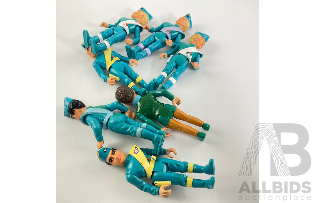 Collection of Matchbox 1990's Thunderbird Figures Including Brains, Scott Tracey, Virgil Tracey, Alan Tracey, John Tracey