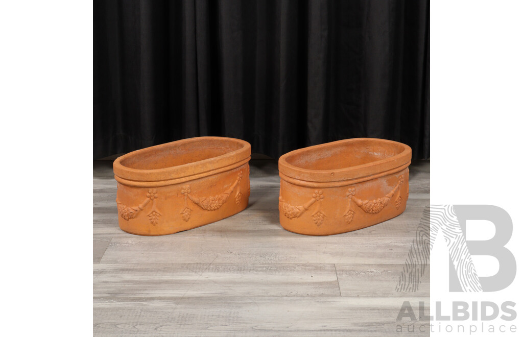 Pair of Oval Terracotta Planters