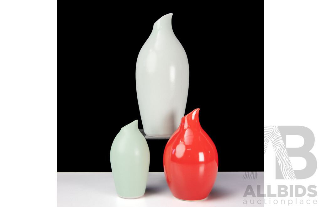 Collection Three Local Studio Pottery Vases by Bison, Canberra