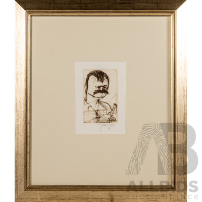 John Olsen, (20th Century, Australian, 1928-2023), Portrait of Robert Littlewood, Original Limited Edition Etching, 58 x 50 cm (frame)
