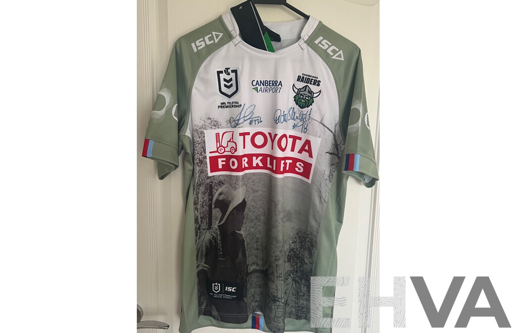 2025 NRL ANZAC Round Canberra Raiders Jersey - Signed By The Coach & Captain