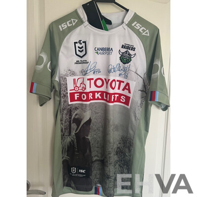 2025 NRL ANZAC Round Canberra Raiders Jersey - Signed By The Coach & Captain