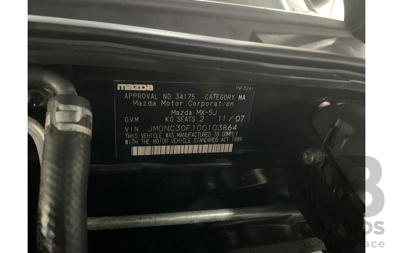 11/2007 Mazda MX-5 NC MY06.5 2d Hardtop Convertible Brilliant Black 2.0L