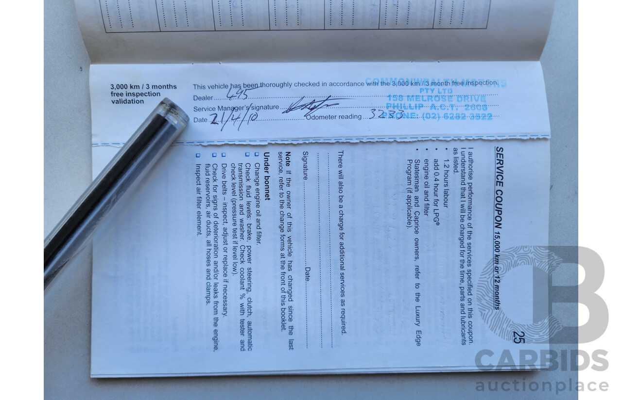 2/2010 Holden Calais  VE MY10 4d Sedan White 3.6L